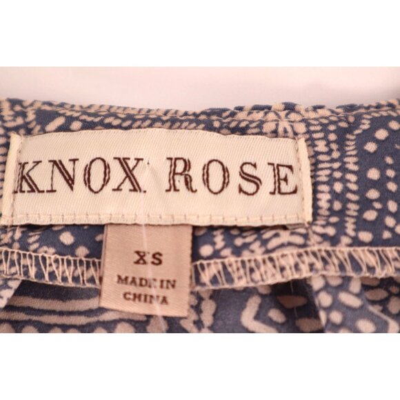 Knox Rose Boho Chic Sleeveless Blouse - Blue & Beige Pattern Floral Size XS - Picture 7 of 11